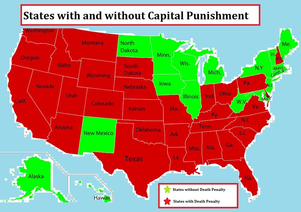 States with and without the Capital Punishment in USA ExploringUSA